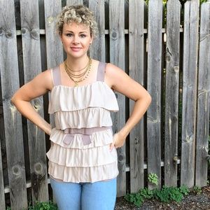 Taupe Tiered Anthropologie Tank, Medium